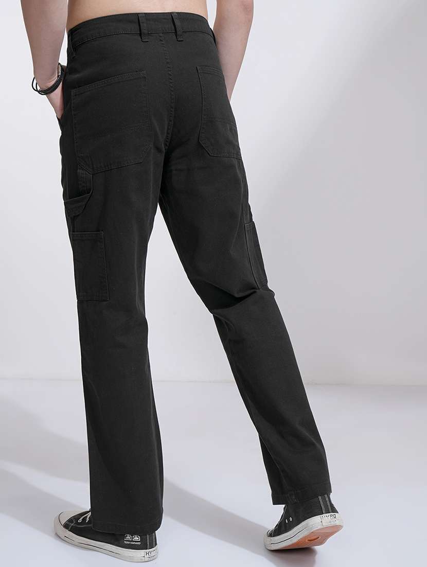 men trousers black cotton regular fit casual - 22462744 -  Standard Image - 4