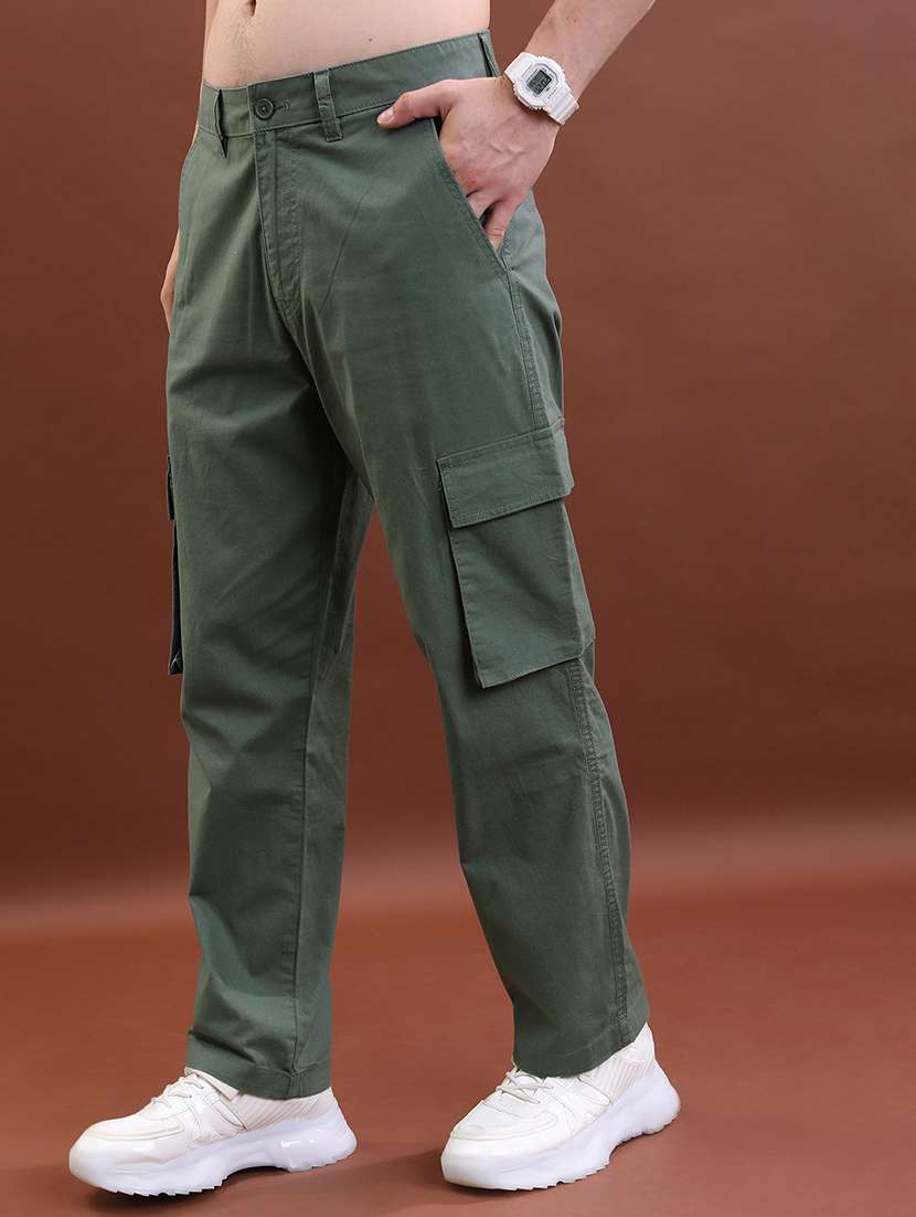 green cotton regular fit cargo trousers - 22462764 -  Standard Image - 1
