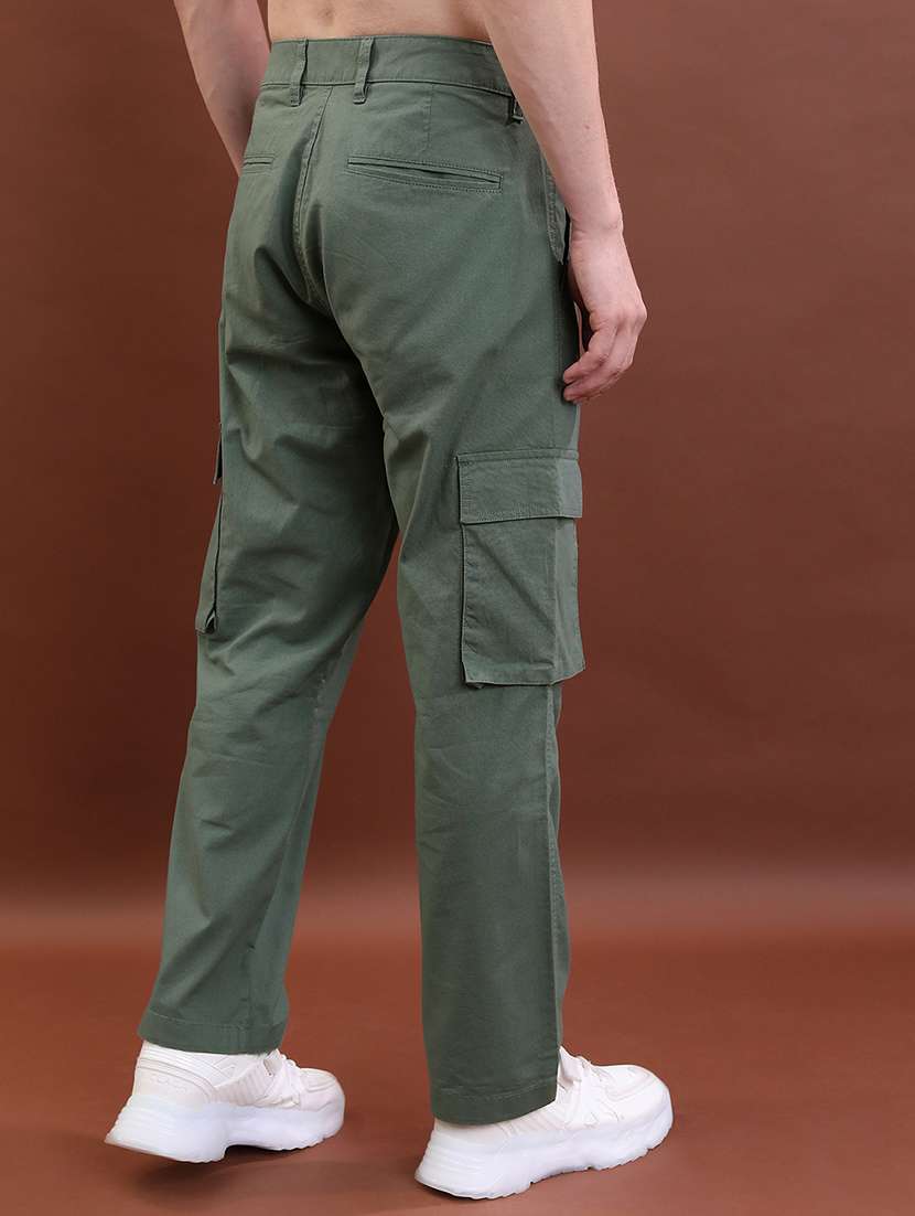 green cotton regular fit cargo trousers - 22462764 -  Standard Image - 4