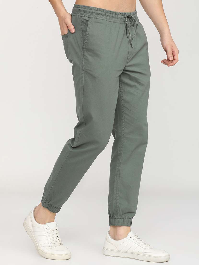 men green cotton pleated casual trouser - 22462790 -  Standard Image - 1