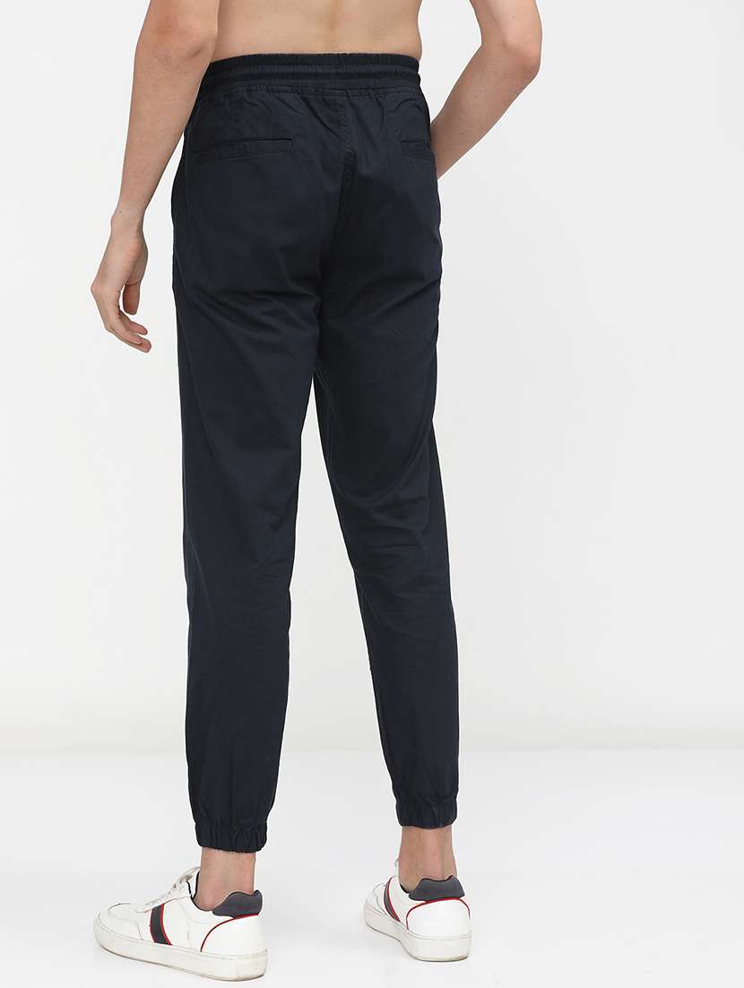 men navy blue cotton pleated casual trouser - 22462795 -  Standard Image - 4