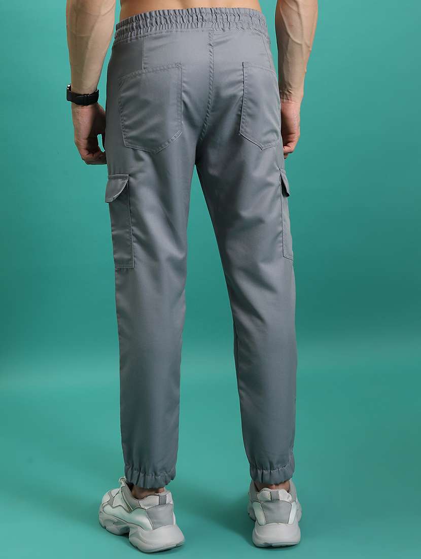 men grey polyester pleated casual trouser - 22462802 -  Standard Image - 4