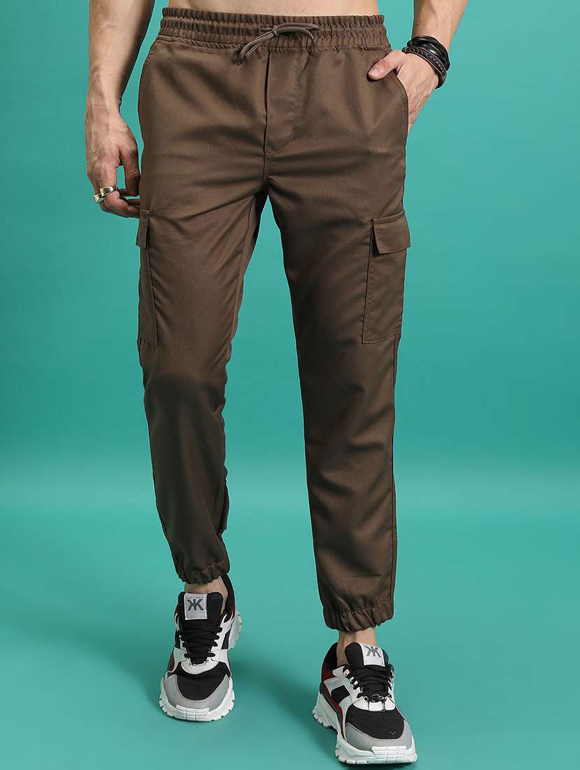 men polyester pleated casual trouser