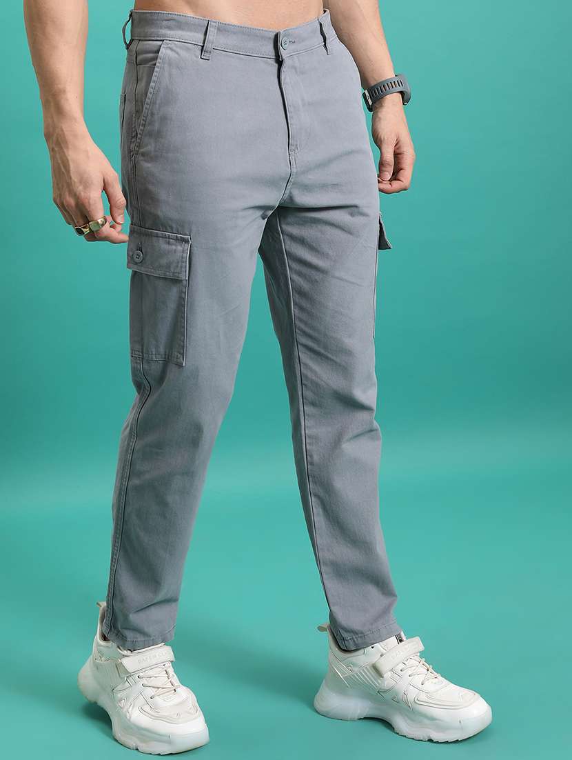 men grey cotton pleated casual trouser - 22462810 -  Standard Image - 4