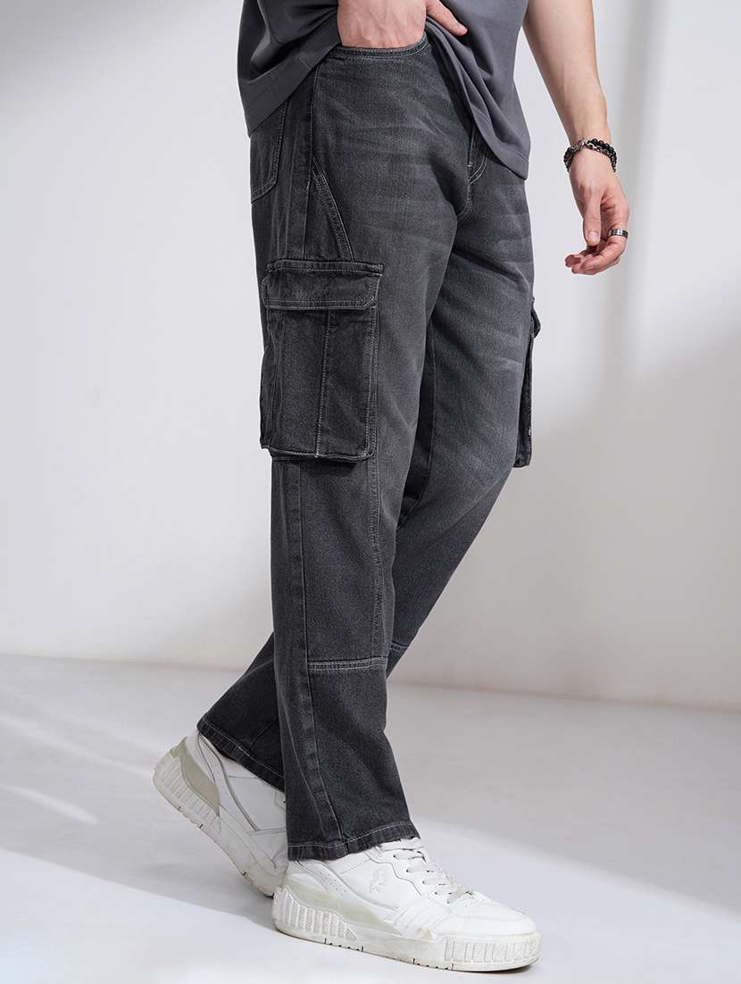 men charcoal cotton jean - 22462814 -  Standard Image - 1