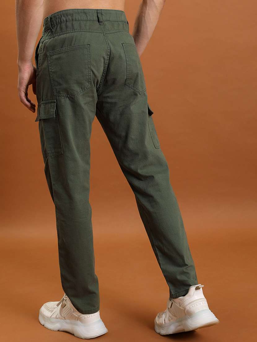 men olive cotton pleated casual trouser - 22462815 -  Standard Image - 4