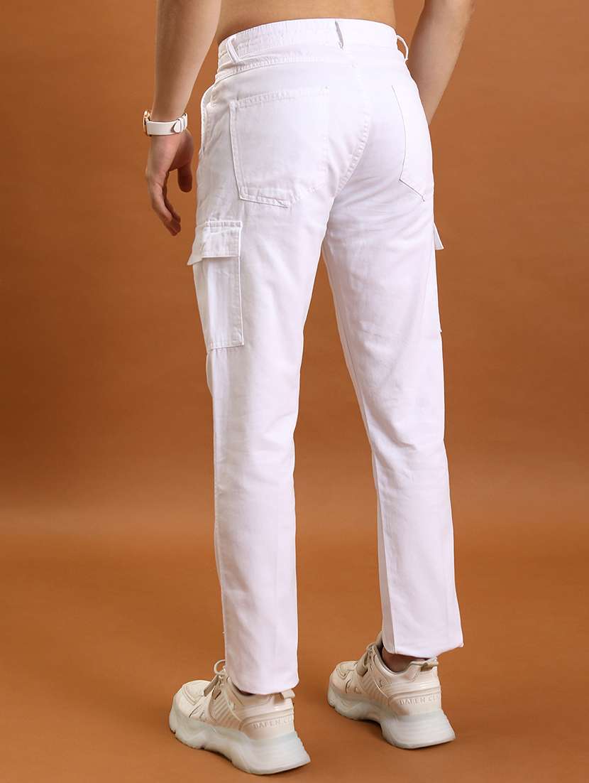 men white cotton pleated casual trouser - 22462817 -  Standard Image - 4