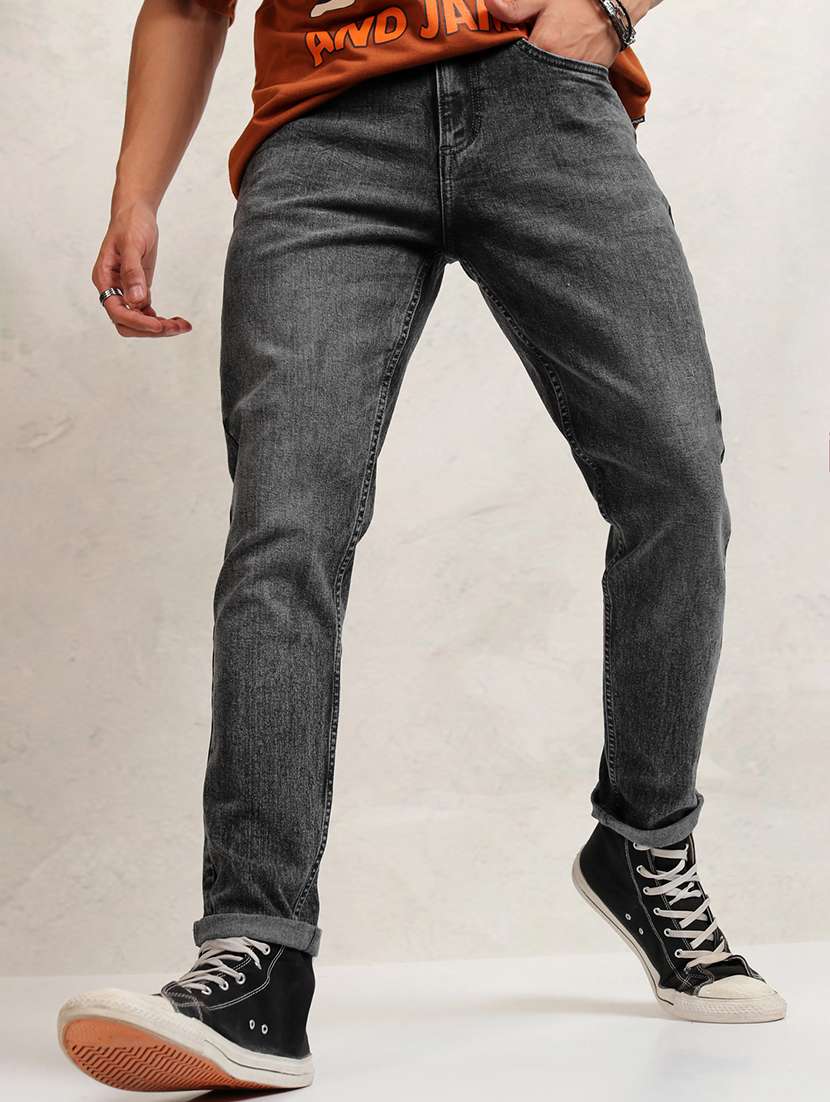 men grey cotton jean