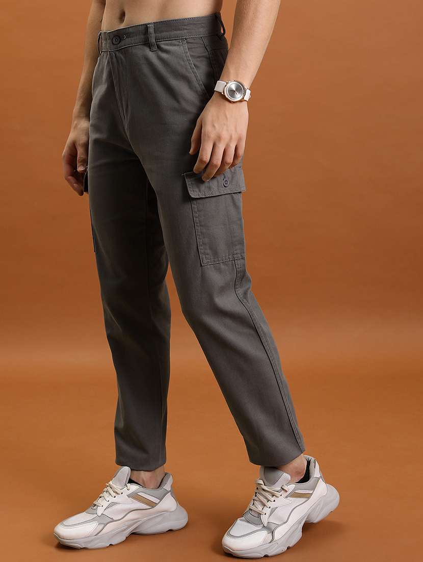 Men Grey Cotton Pleated Casual Trouser - 22462819 -  Standard Image - 1