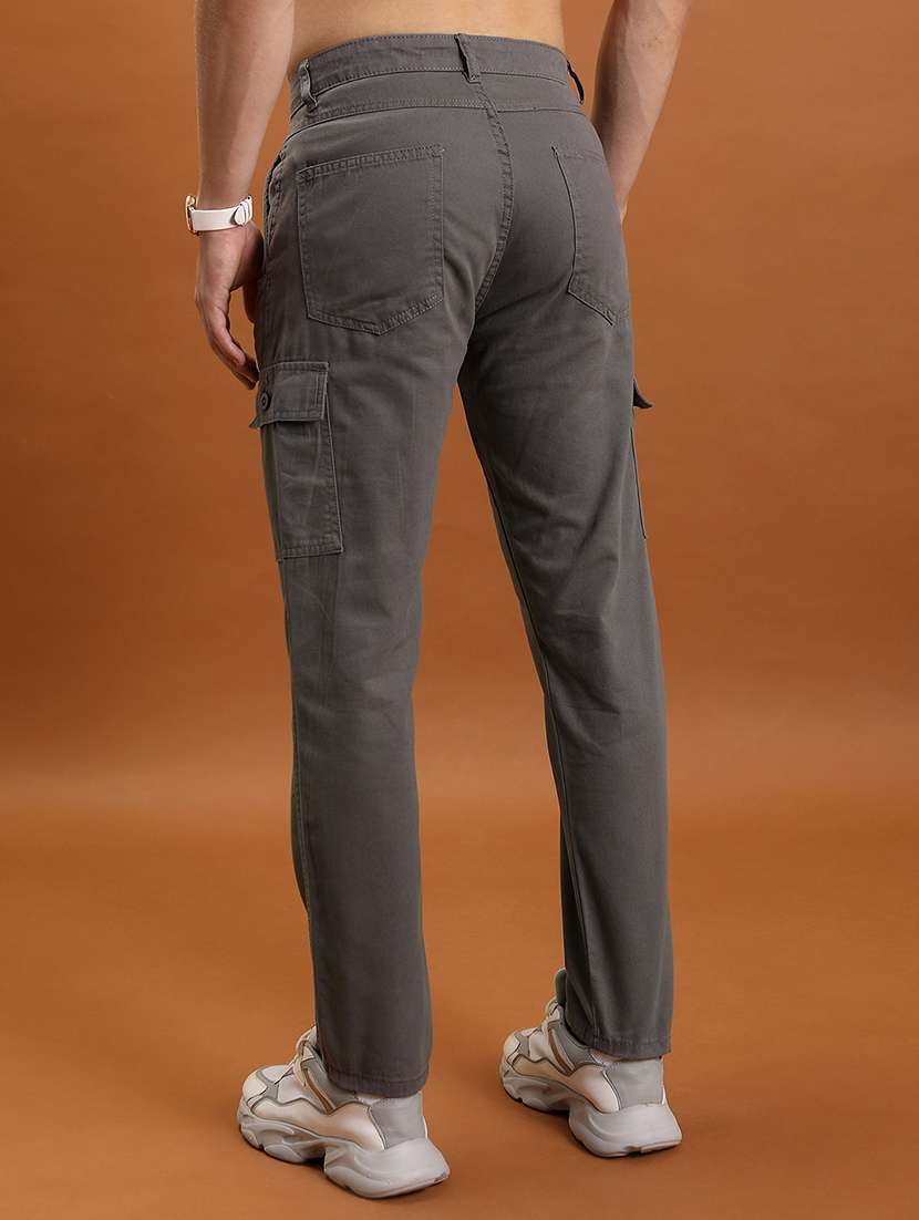 Men Grey Cotton Pleated Casual Trouser - 22462819 -  Standard Image - 4