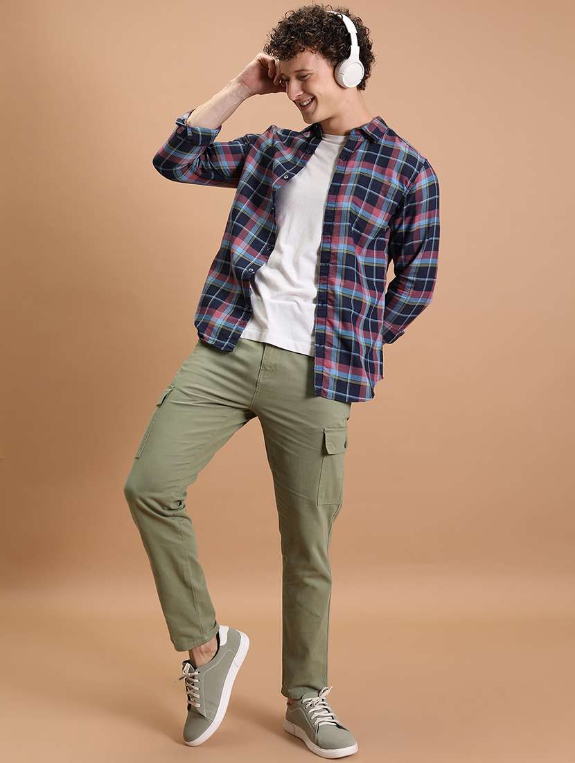 Men Olive Cotton Pleated Casual Trouser - 22462825 -  Standard Image - 4