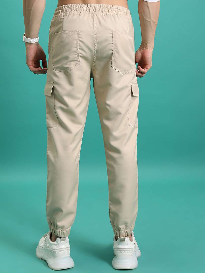 men beige polyester pleated casual trouser - 22462842 -  Standard Image - 4