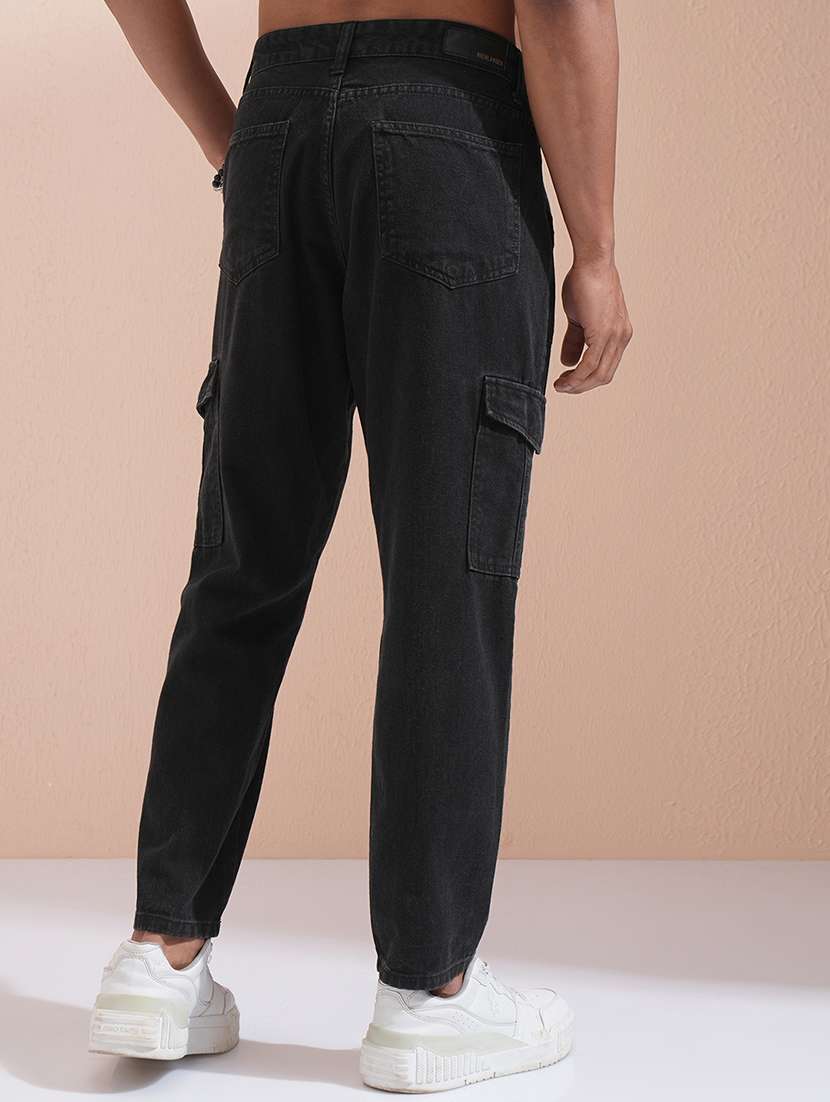 men solid  black cotton jean - 22462856 -  Standard Image - 4