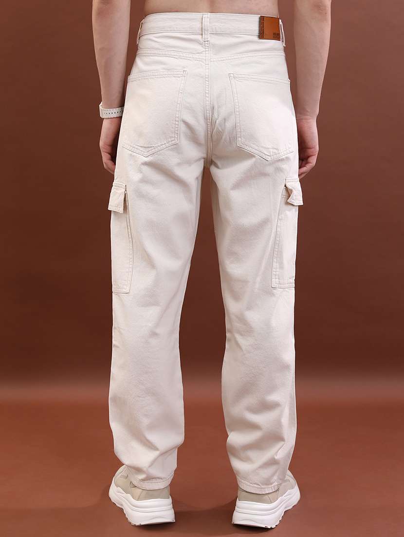 men solid  cream cotton jean - 22462884 -  Standard Image - 4