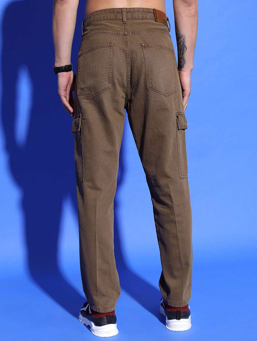 men solid  brown cotton jean - 22462893 -  Standard Image - 4
