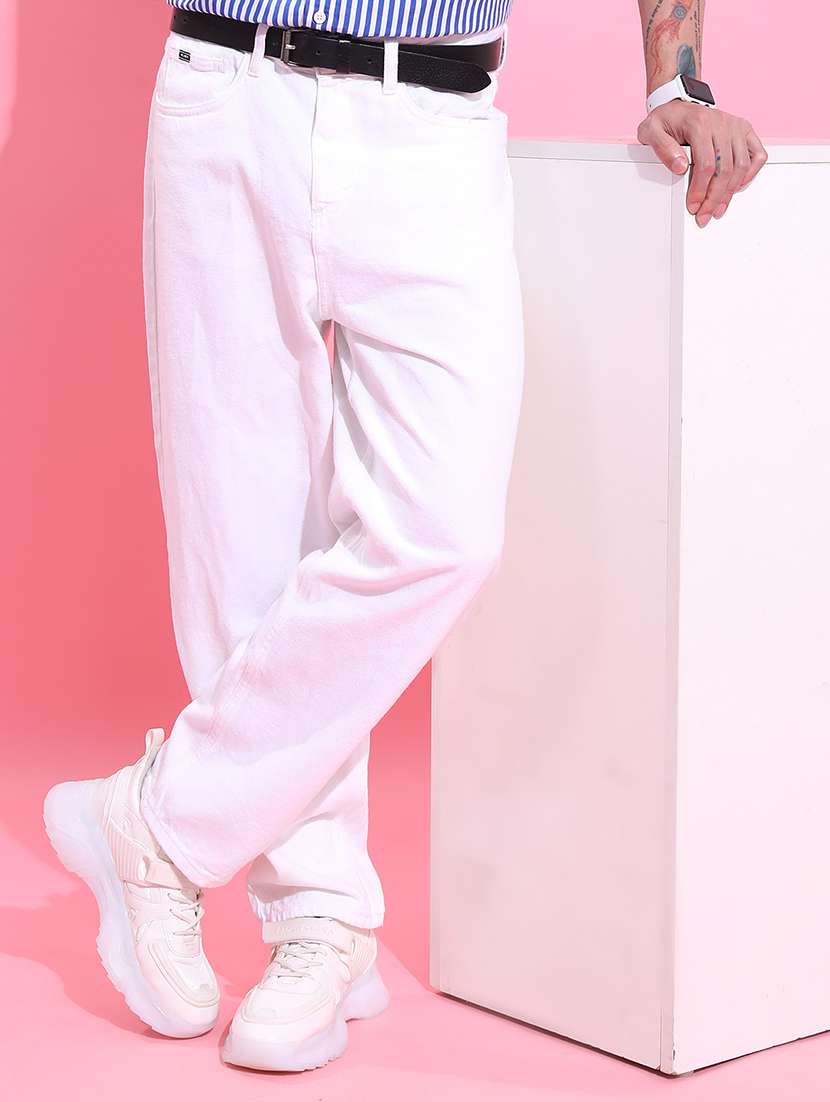 Men White Cotton Jean - 22462898 -  Standard Image - 1