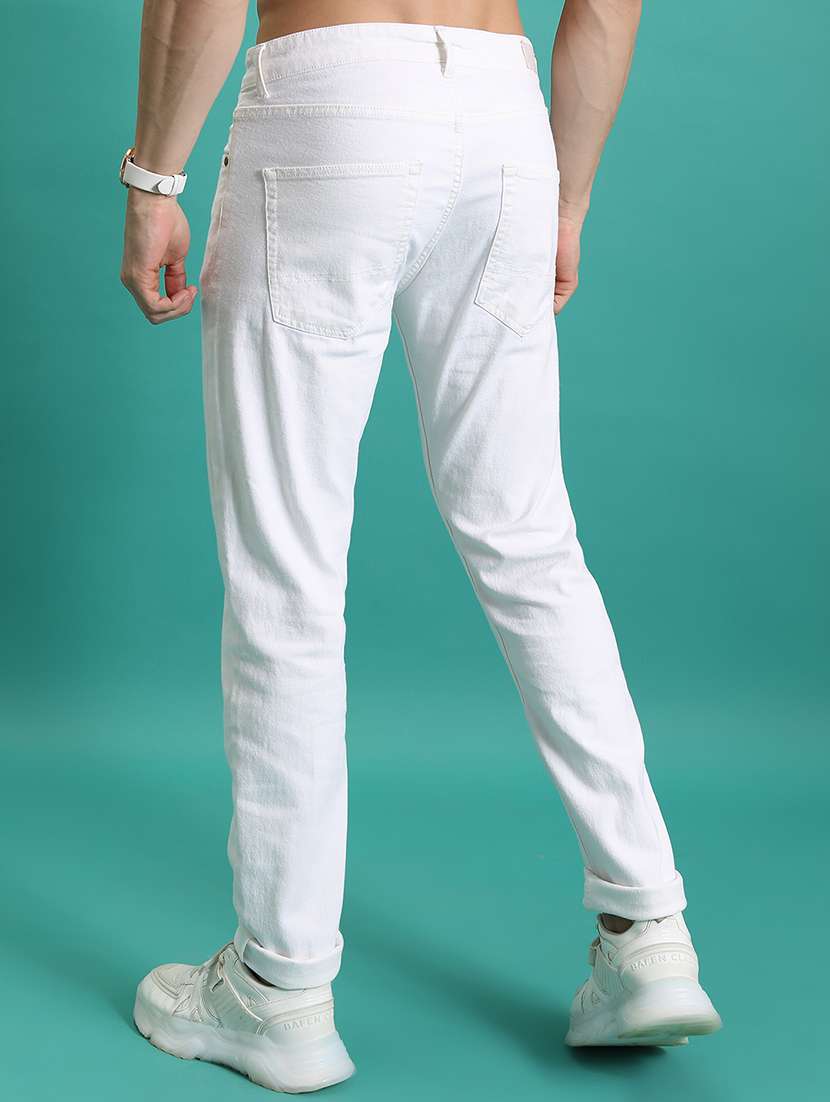 men solid  white cotton jean - 22462933 -  Standard Image - 4