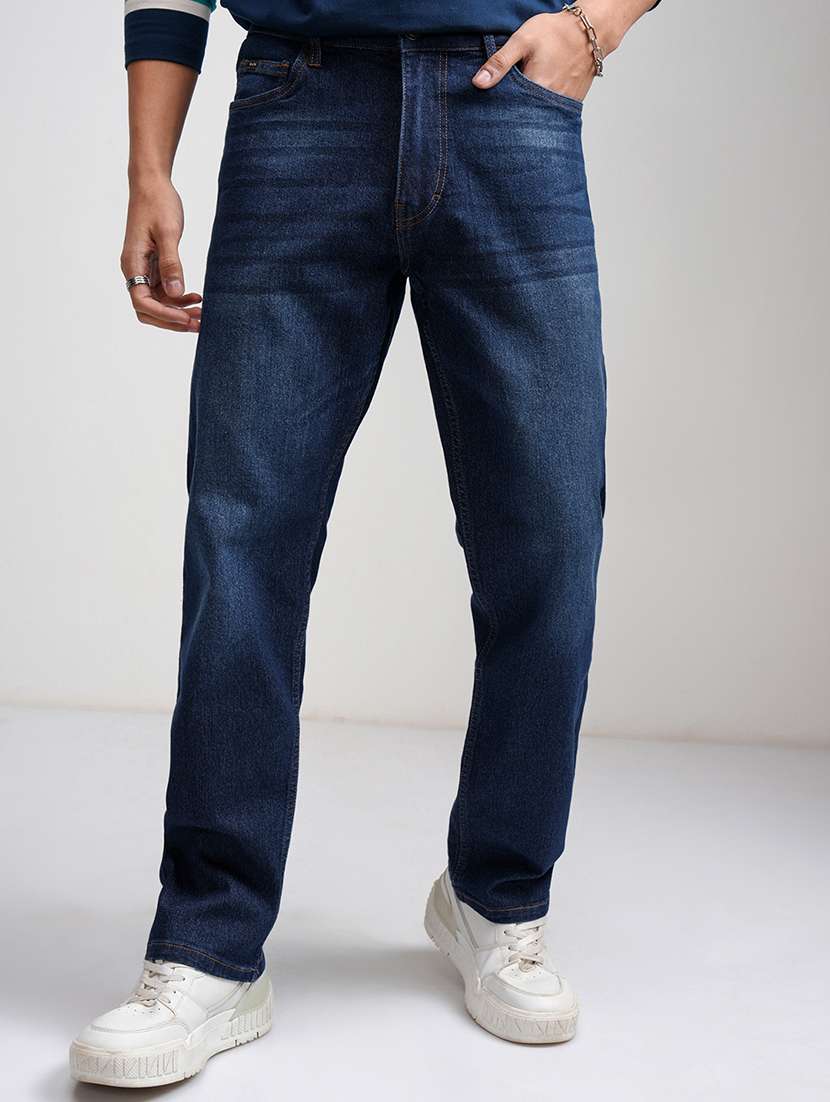 men blue cotton jean