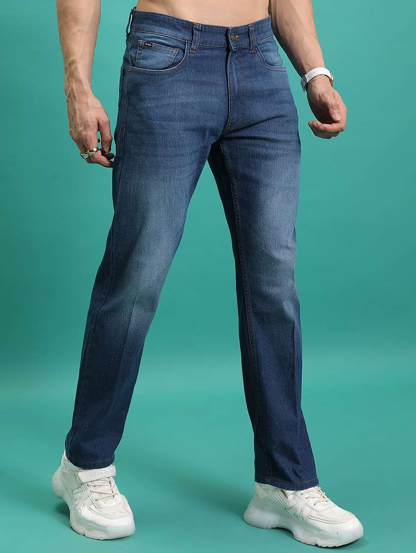 men solid  blue cotton jean - 22462949 -  Standard Image - 1