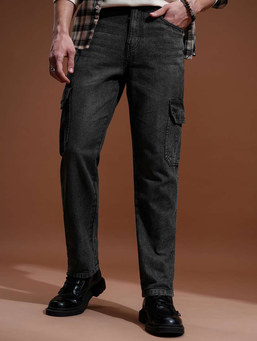 men solid  grey cotton jean - 22462965 -  Standard Image - 1