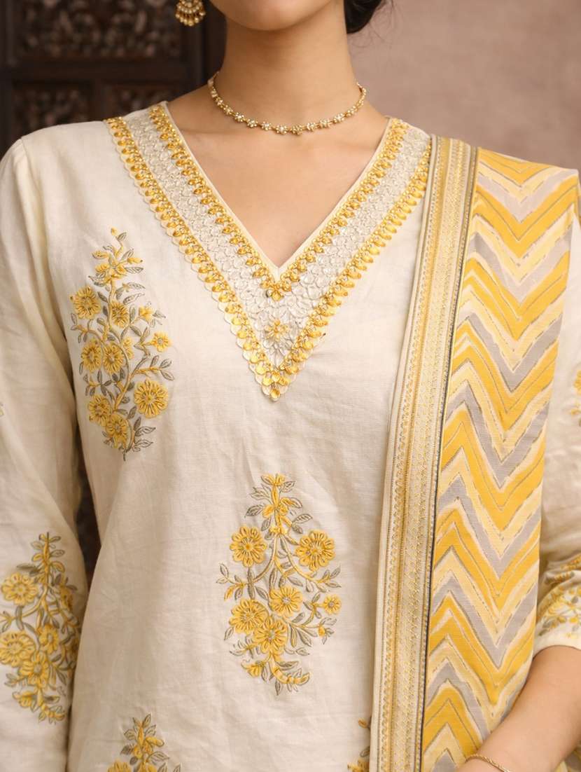 women yellow cotton straight ethnic dress - 22463111 -  Standard Image - 1
