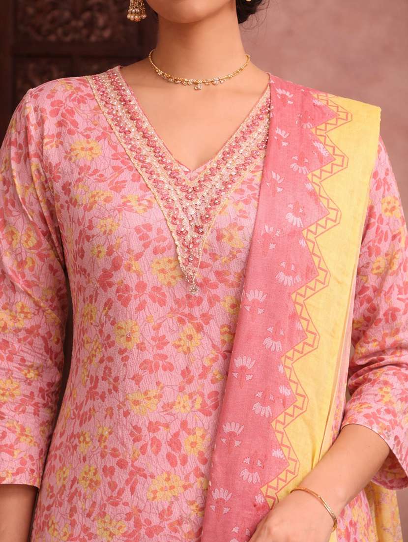 women pink cotton straight ethnic dress - 22463112 -  Standard Image - 1