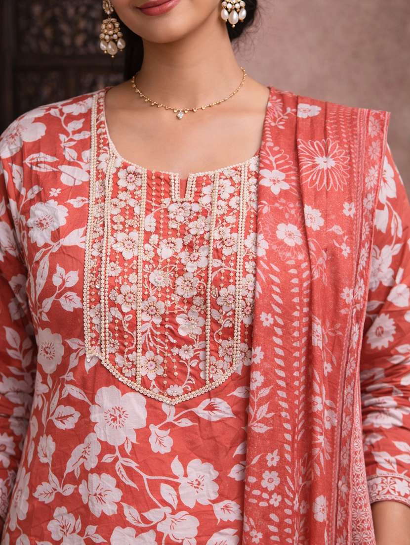 women red cotton fit & flare ethnic dress - 22463124 -  Standard Image - 1
