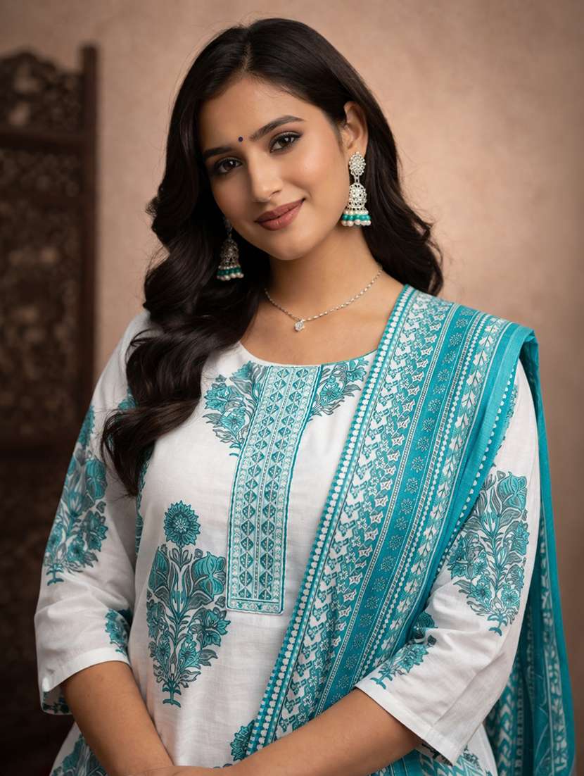 women white cotton straight ethnic dress - 22463164 -  Standard Image - 1