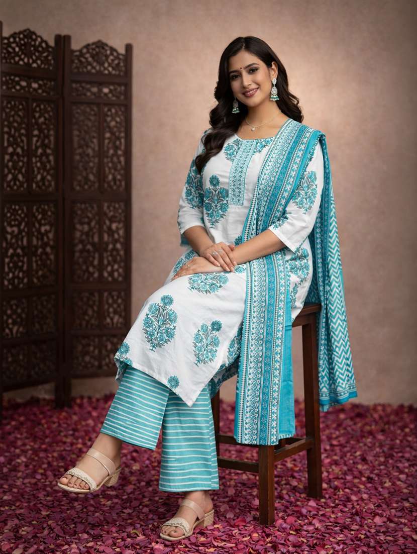 women white cotton straight ethnic dress - 22463164 -  Standard Image - 4