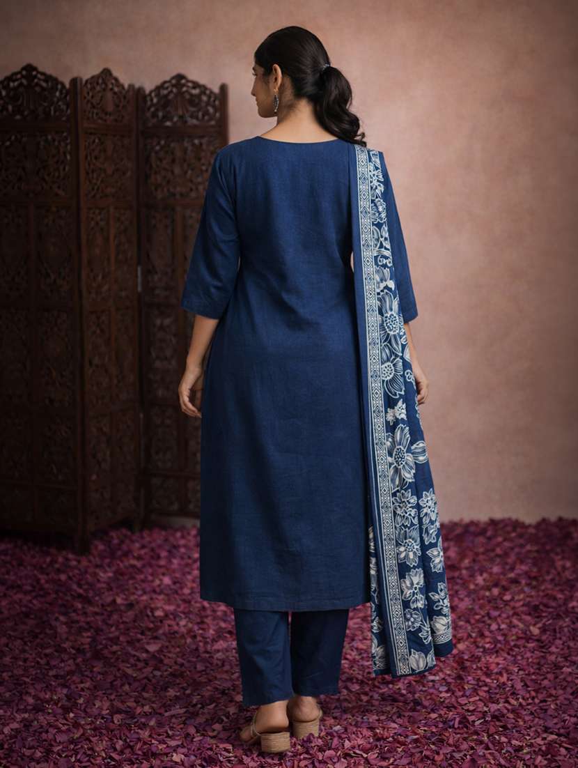 women printed three quarter sleeve kurta pant with dupatta set - 22463196 -  Standard Image - 4