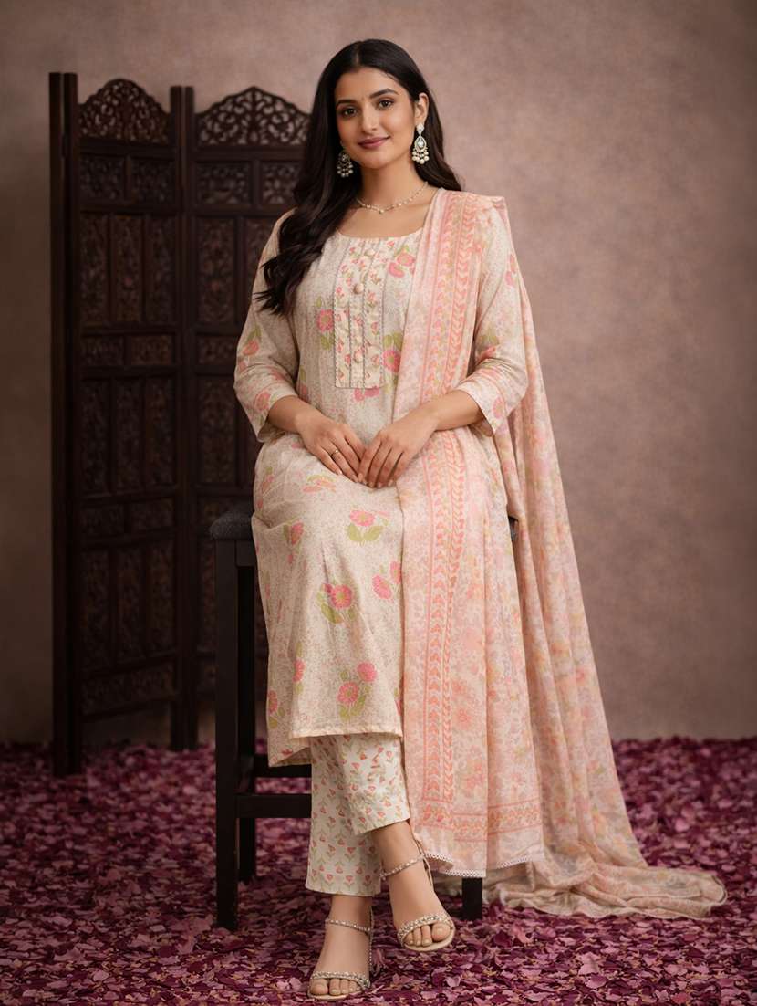 women printed lime cotton straight ethnic dress - 22463205 -  Standard Image - 4