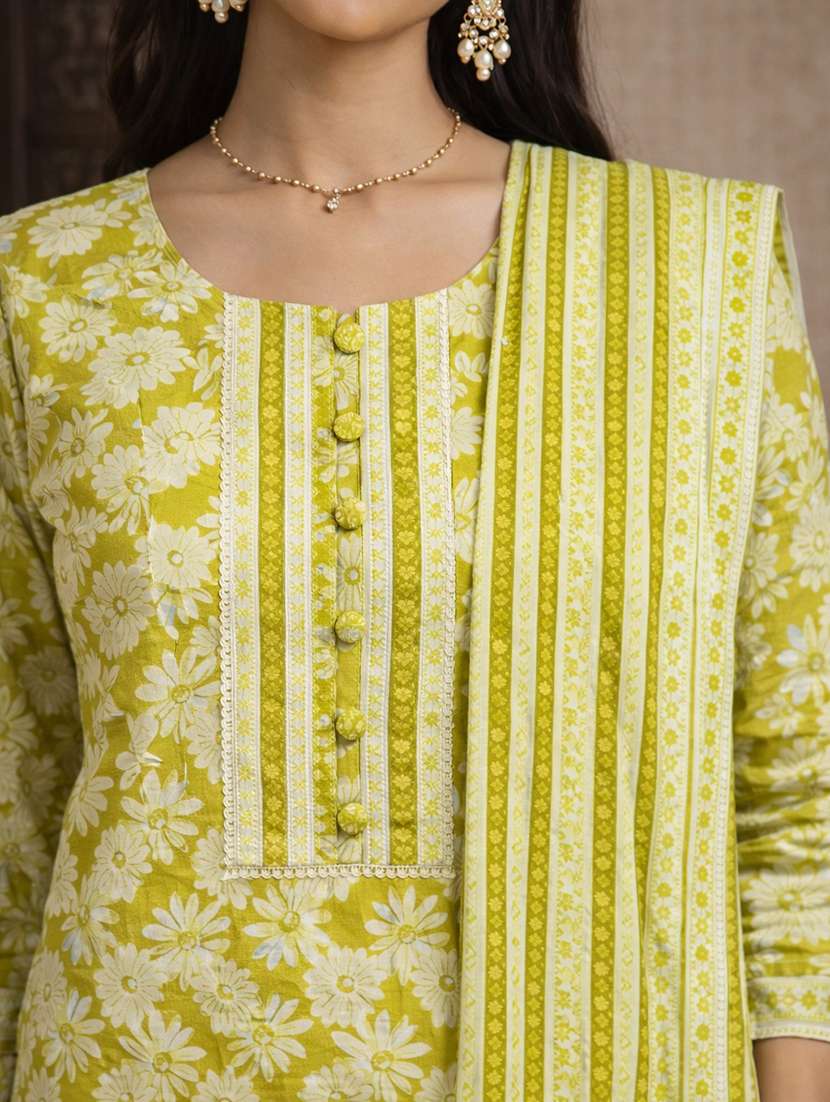 women olive cotton straight ethnic dress - 22463206 -  Standard Image - 1
