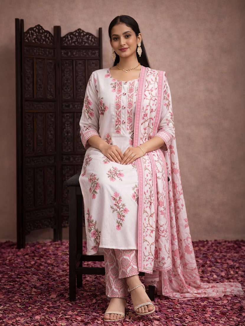 women white cotton straight ethnic dress - 22463209 -  Standard Image - 4