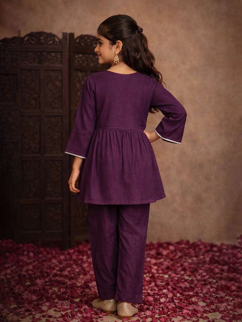 Girl Purple Cotton Blend Top & Trouser Co-ord Set - 22463229 -  Standard Image - 4