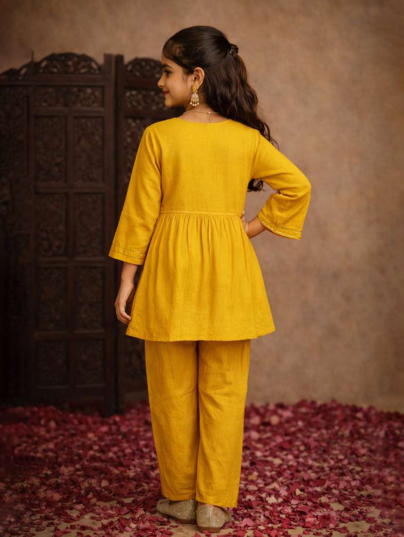 girl yellow cotton blend top & trouser co-ord set - 22463231 -  Standard Image - 4