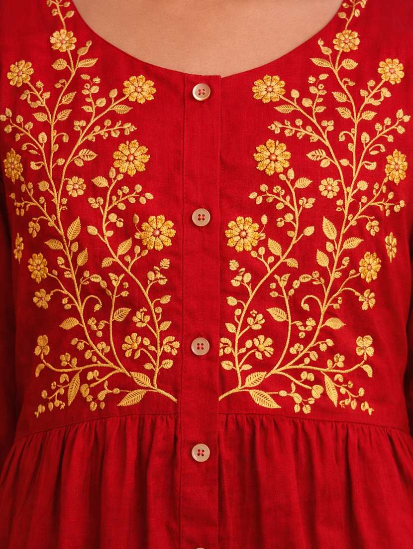 girl red cotton blend top & trouser co-ord set - 22463232 -  Standard Image - 1