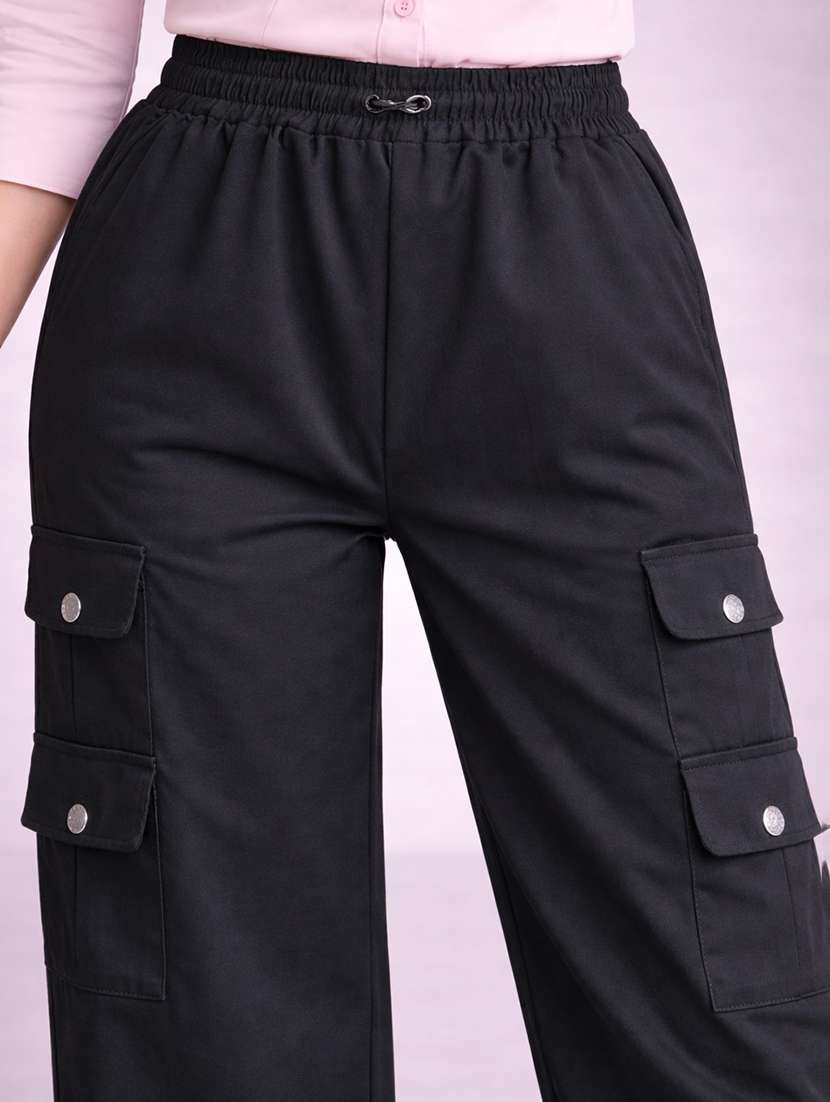 womne black polyester cargo - 22463242 -  Standard Image - 1