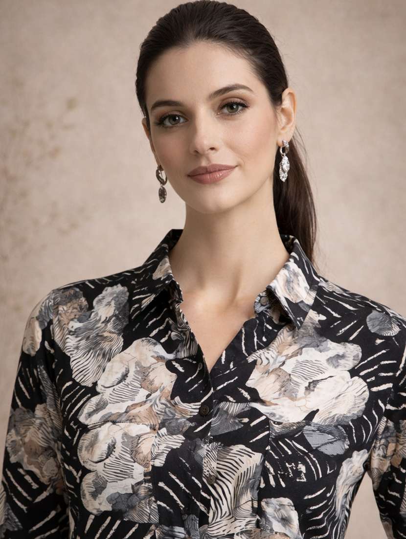 women black polyester regular shirt - 22463255 -  Standard Image - 1