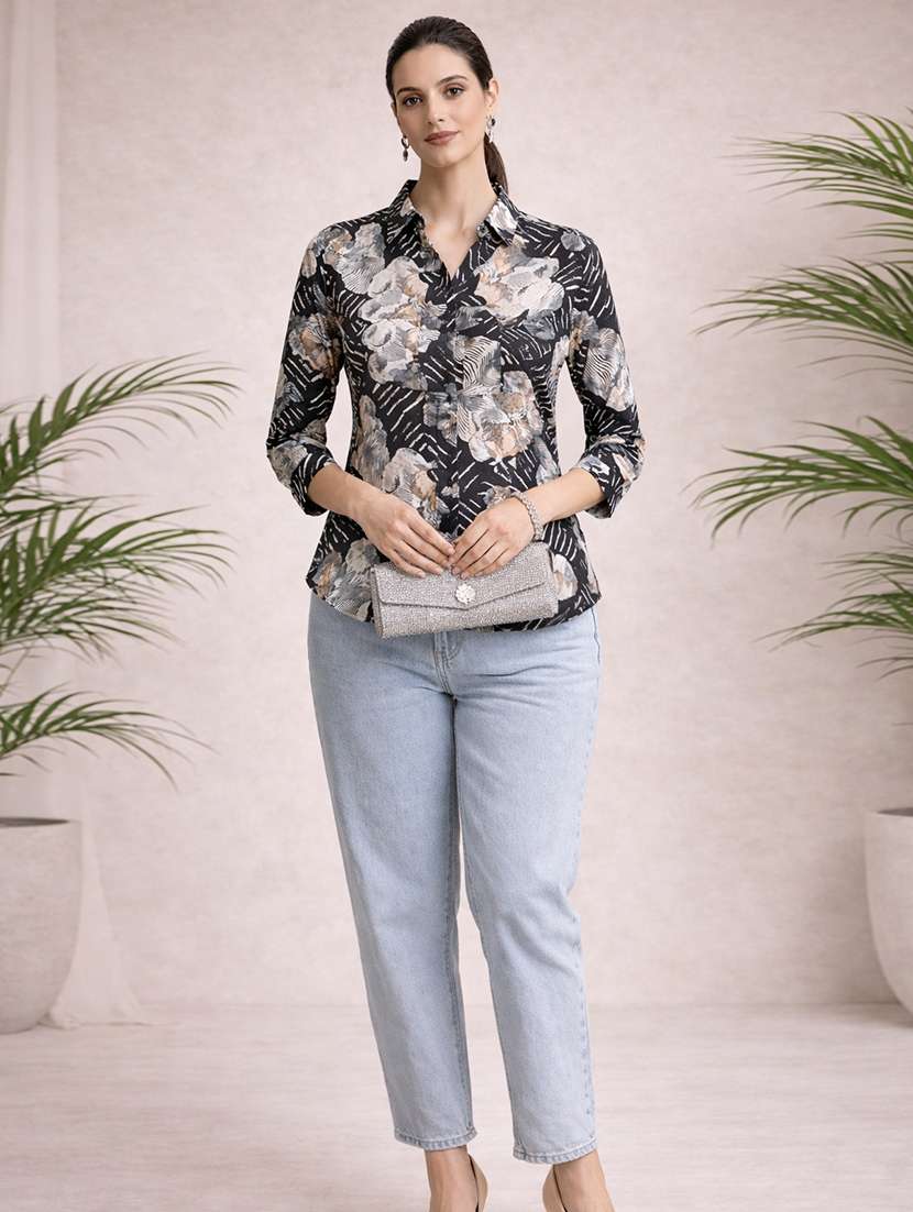 women black polyester regular shirt - 22463255 -  Standard Image - 4