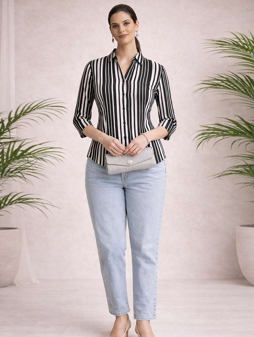 black polyester regular shirt - 22463257 -  Standard Image - 4