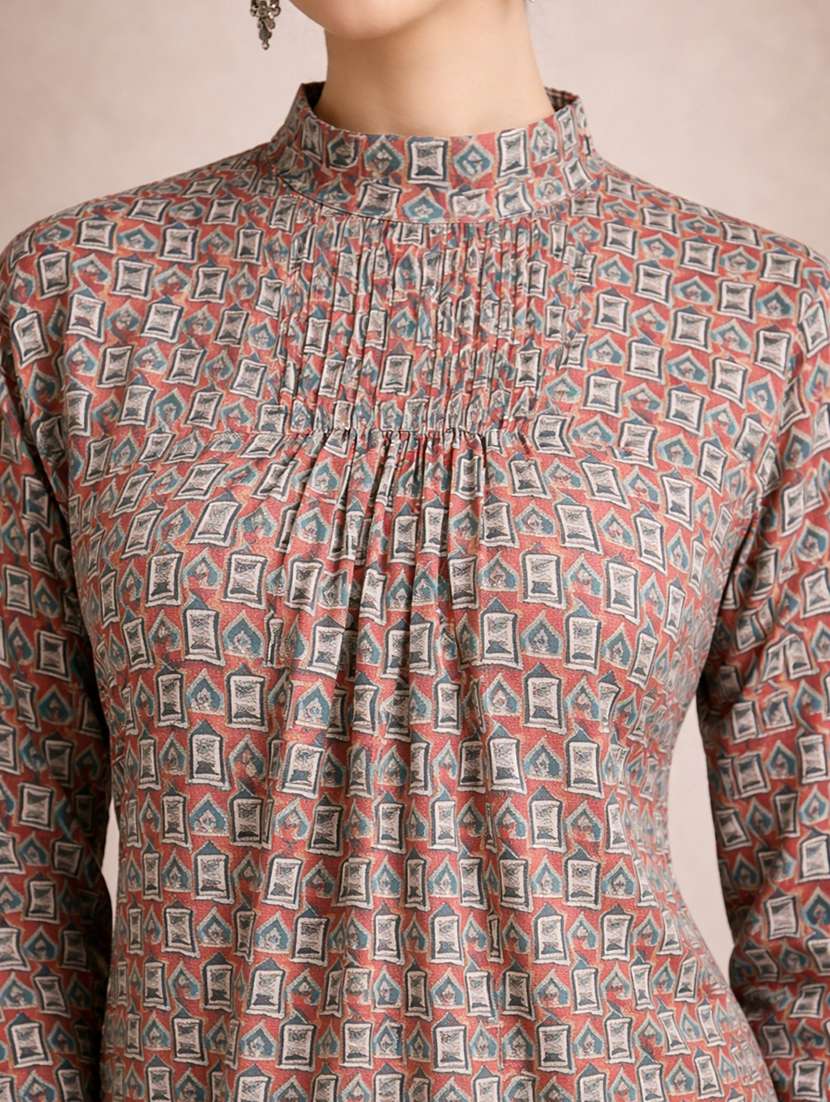 women printed maroon cotton regular top - 22463263 -  Standard Image - 1