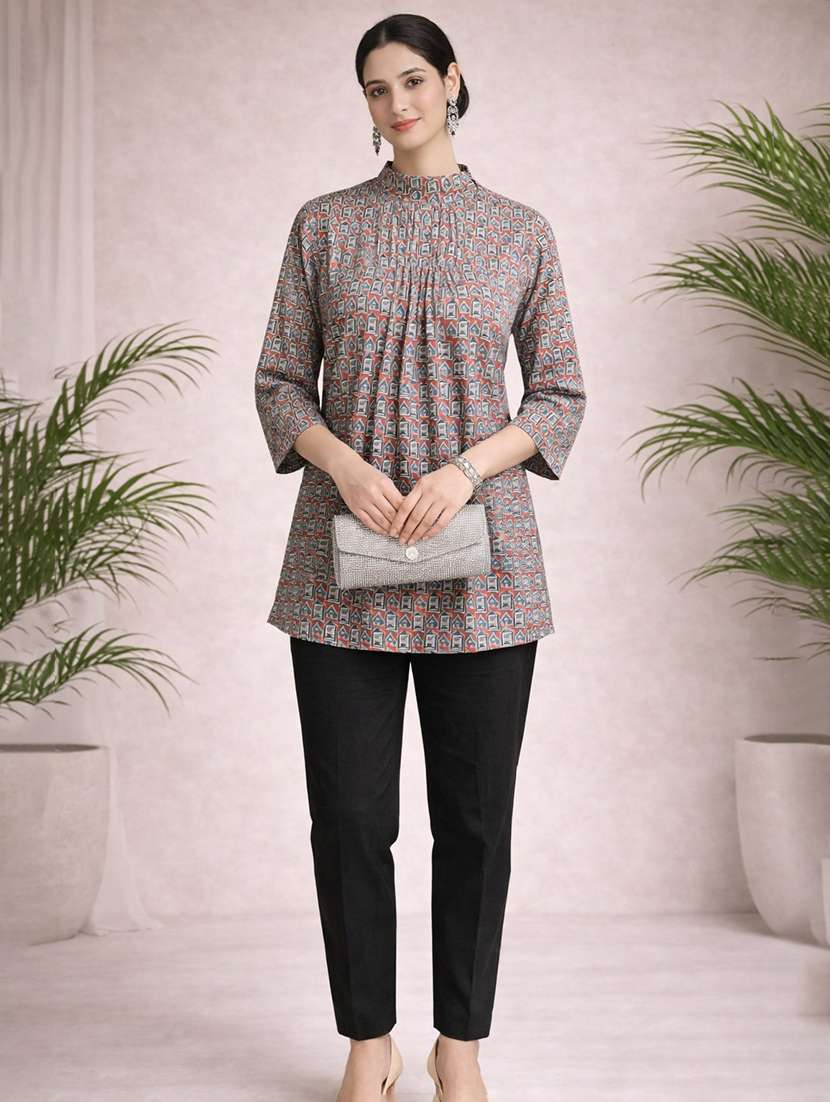 women printed maroon cotton regular top - 22463263 -  Standard Image - 4