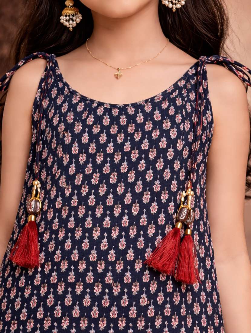 girls black cotton kurta palazzo set suit set - 22463274 -  Standard Image - 1