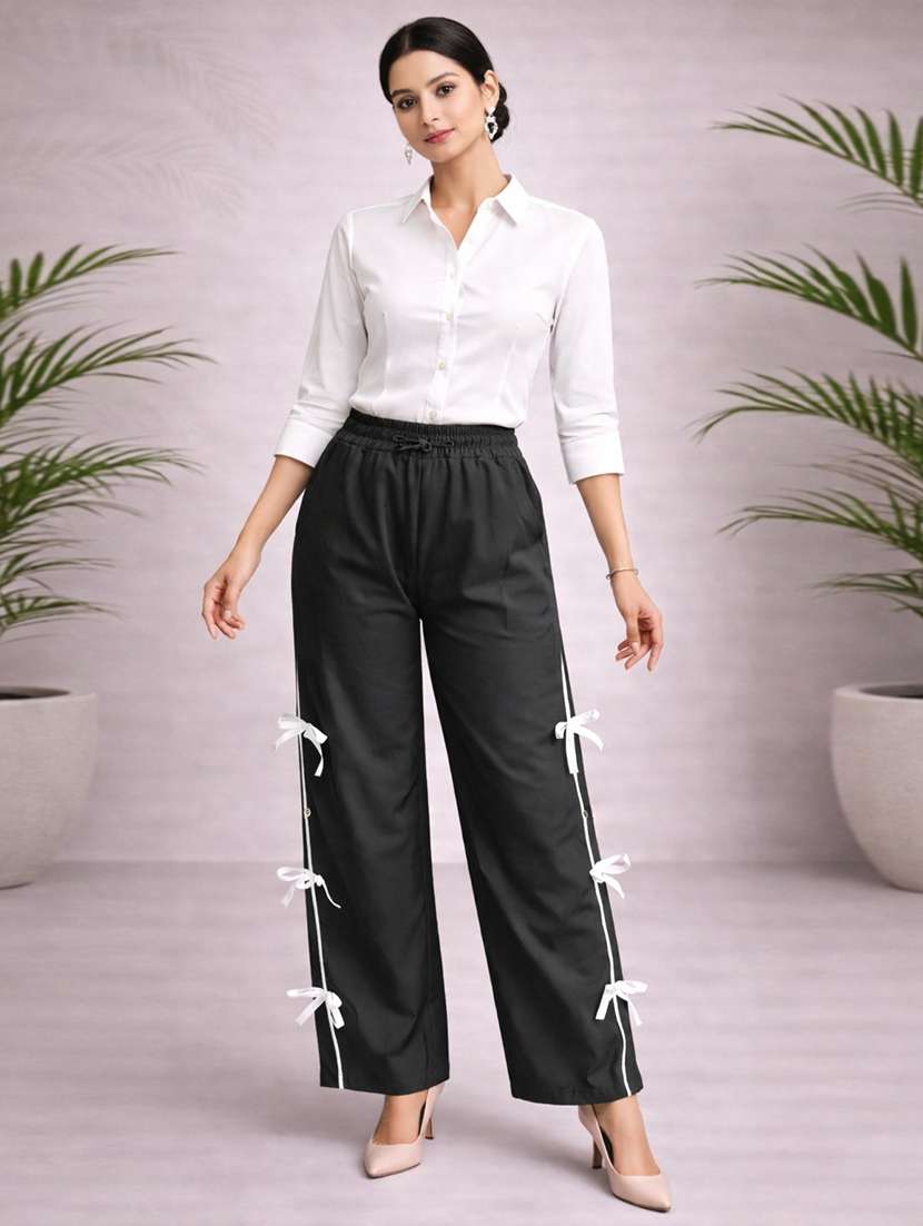women black polyester regular track pant - 22463320 -  Standard Image - 4