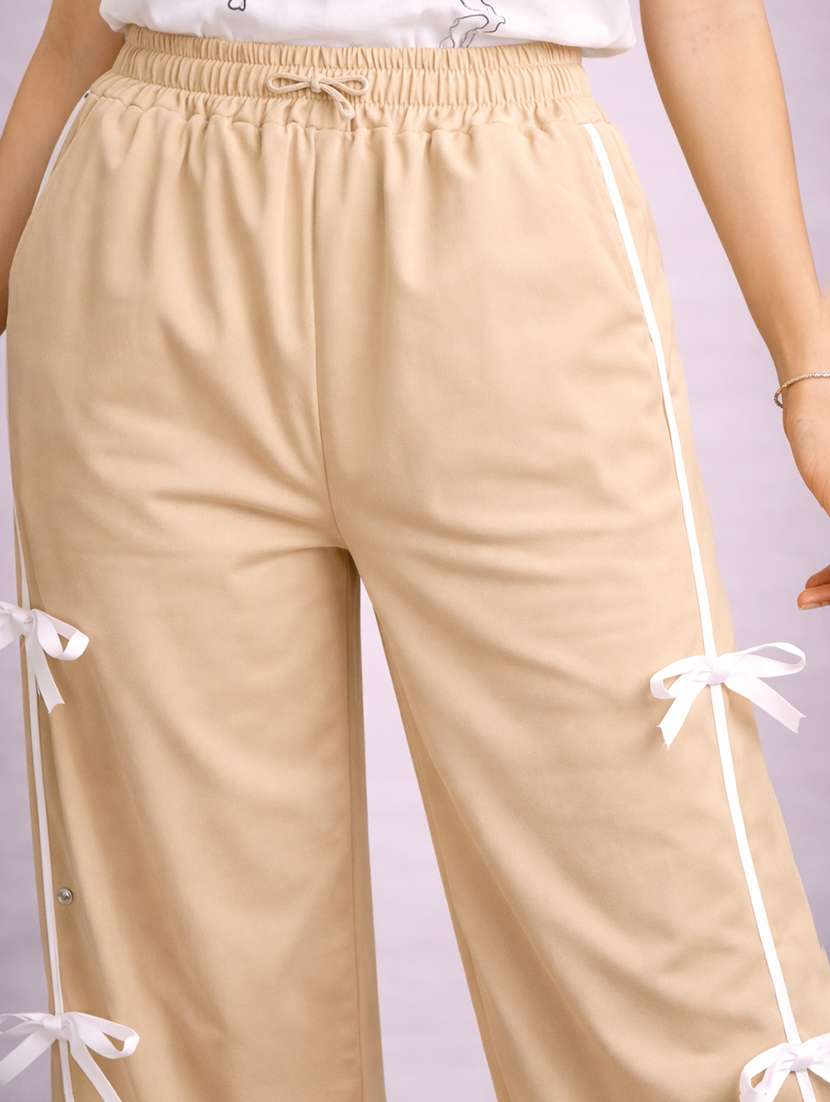 women beige polyester regular track pant - 22463322 -  Standard Image - 1