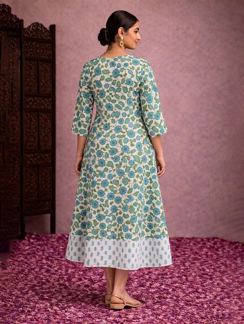 women white cotton fit & flare dress - 22463343 -  Standard Image - 4
