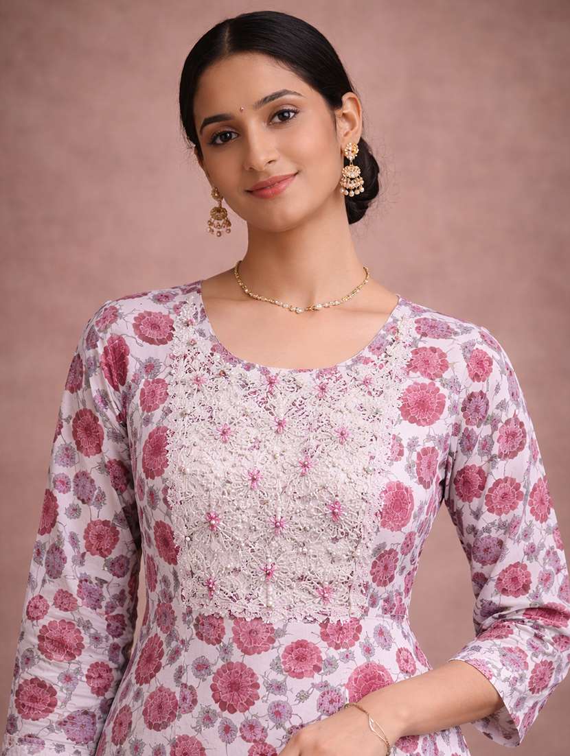 women floral cotton fit & flare midi dress - 22463344 -  Standard Image - 1
