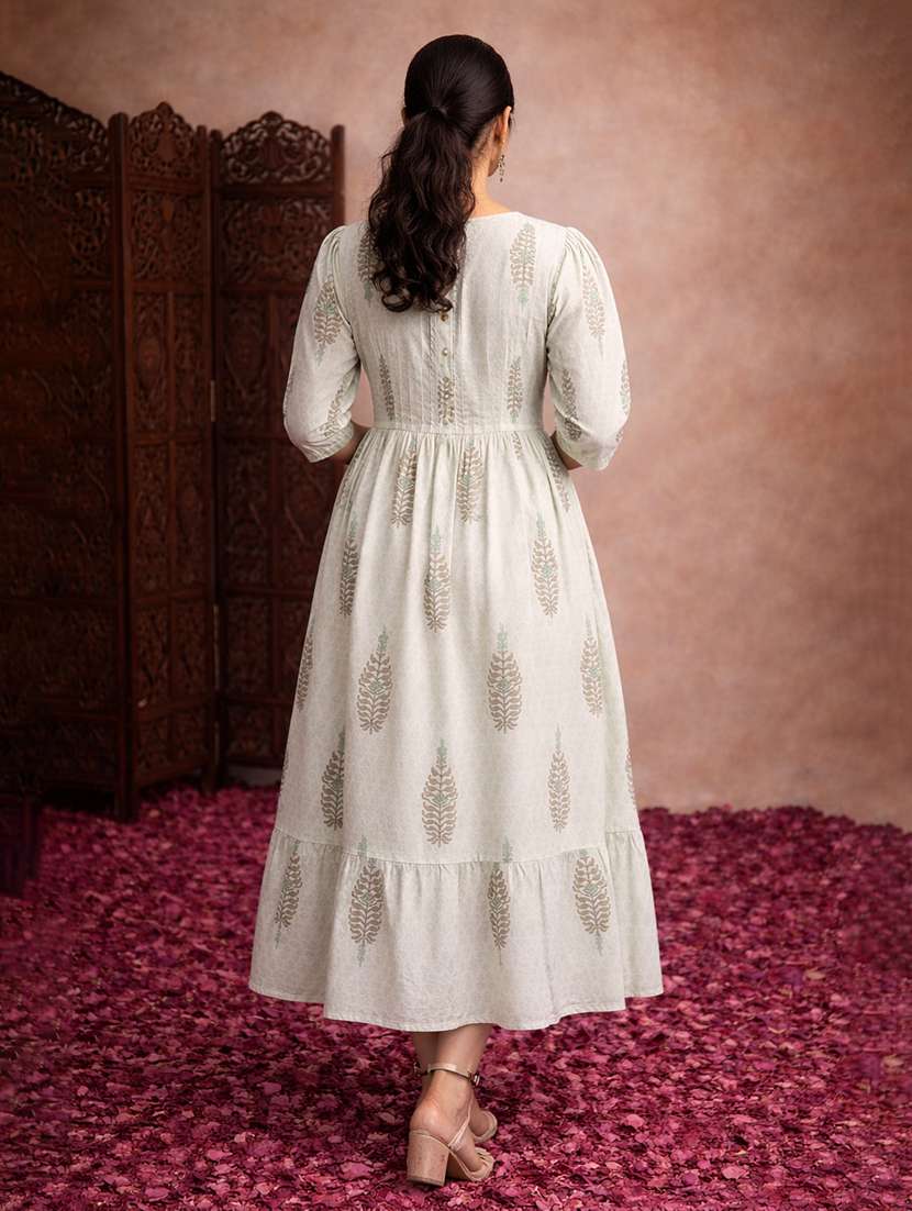 women floral cotton fit & flare midi dress - 22463350 -  Standard Image - 4