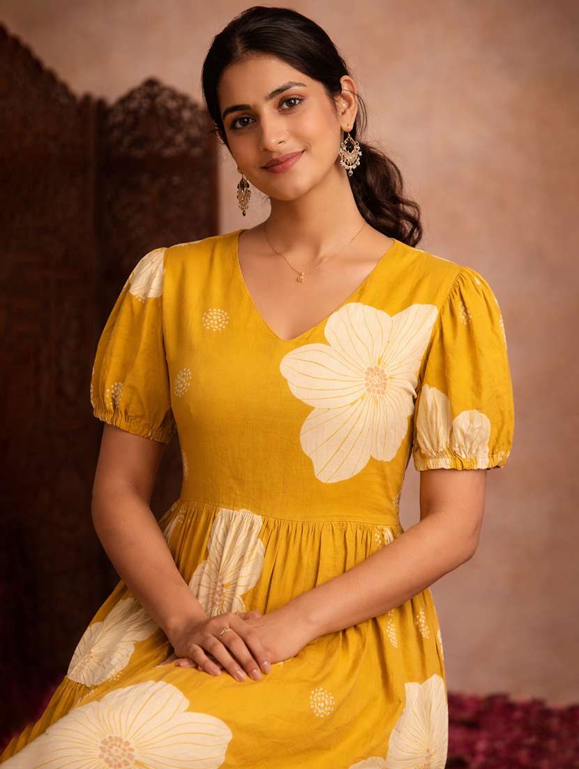 women printed cotton fit & flare a-line dress - 22463357 -  Standard Image - 1