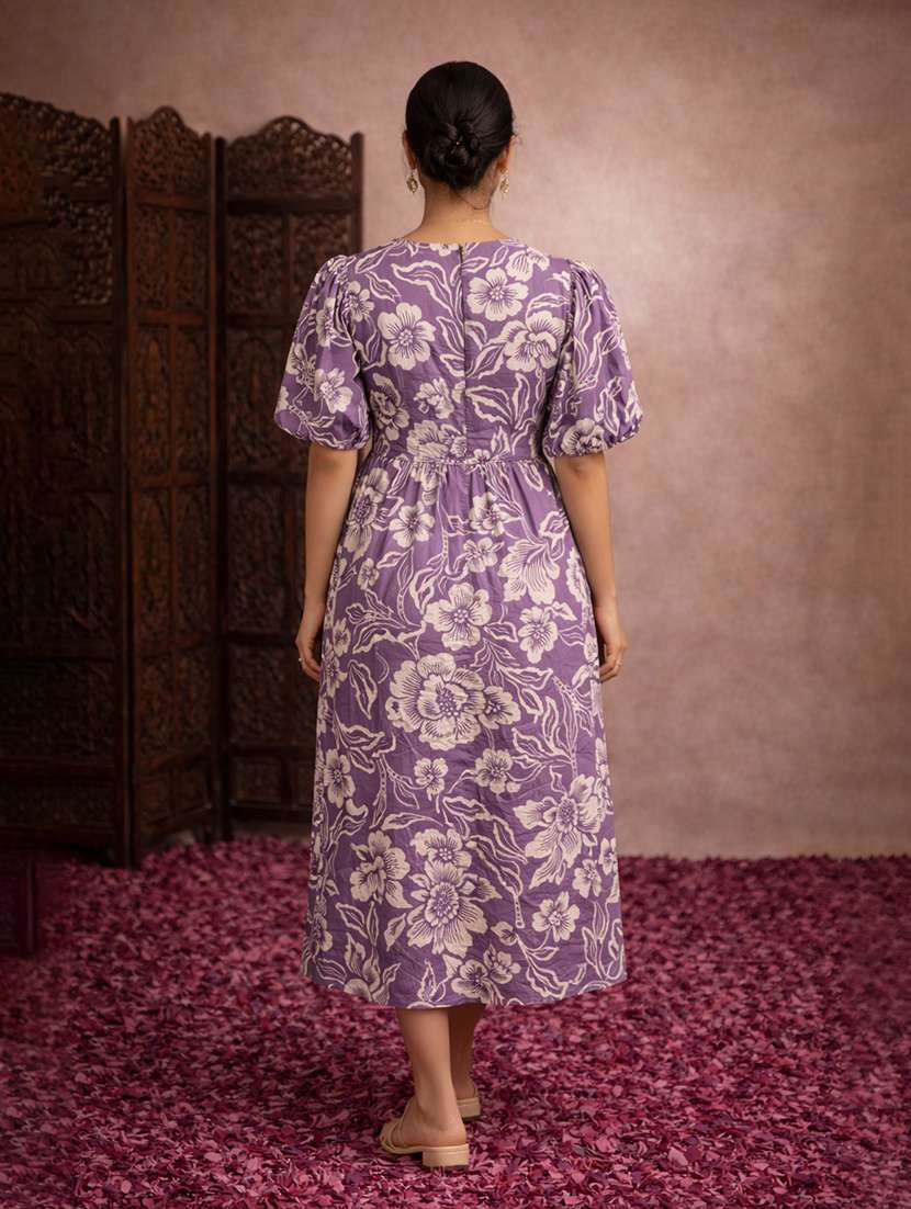 women purple cotton a-line dress - 22463376 -  Standard Image - 4